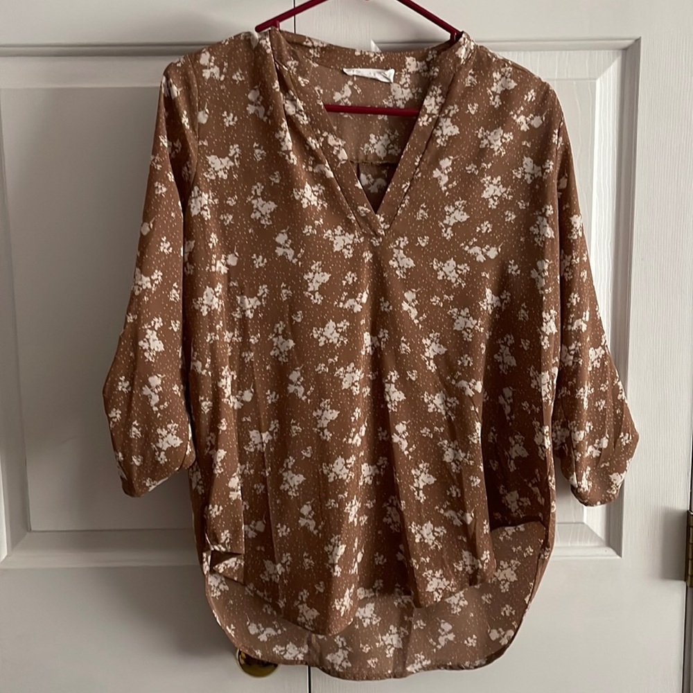 Lush Brown Floral Blouse